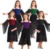 Vintage Gothic Girls Dress Kids Off Shoulder Flare Sleeve Witch Dresses Medieval Renaissance Goth Cosplay Costumes