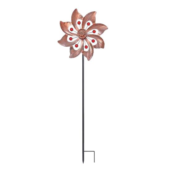 

Metal Flower Wind Spinner Garden Kinetic Wind Sculpture Outdoor Retro Wind Spinner with Stake for Yard Lawn Decor A