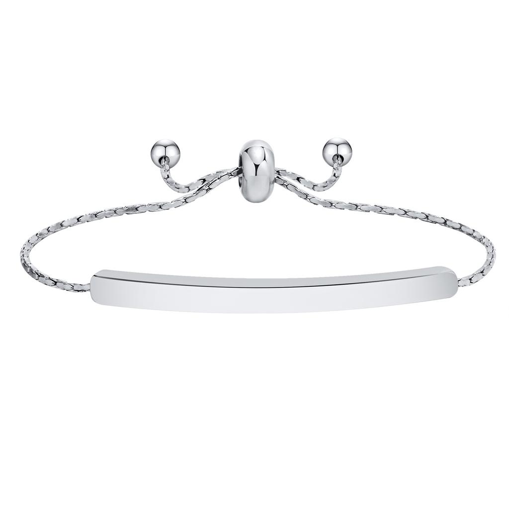 Bracciale a barra inciso personalizzato, Targhetta con nome e coordinate personalizzate, Catena regolabile Gioielli in acciaio inossidabile