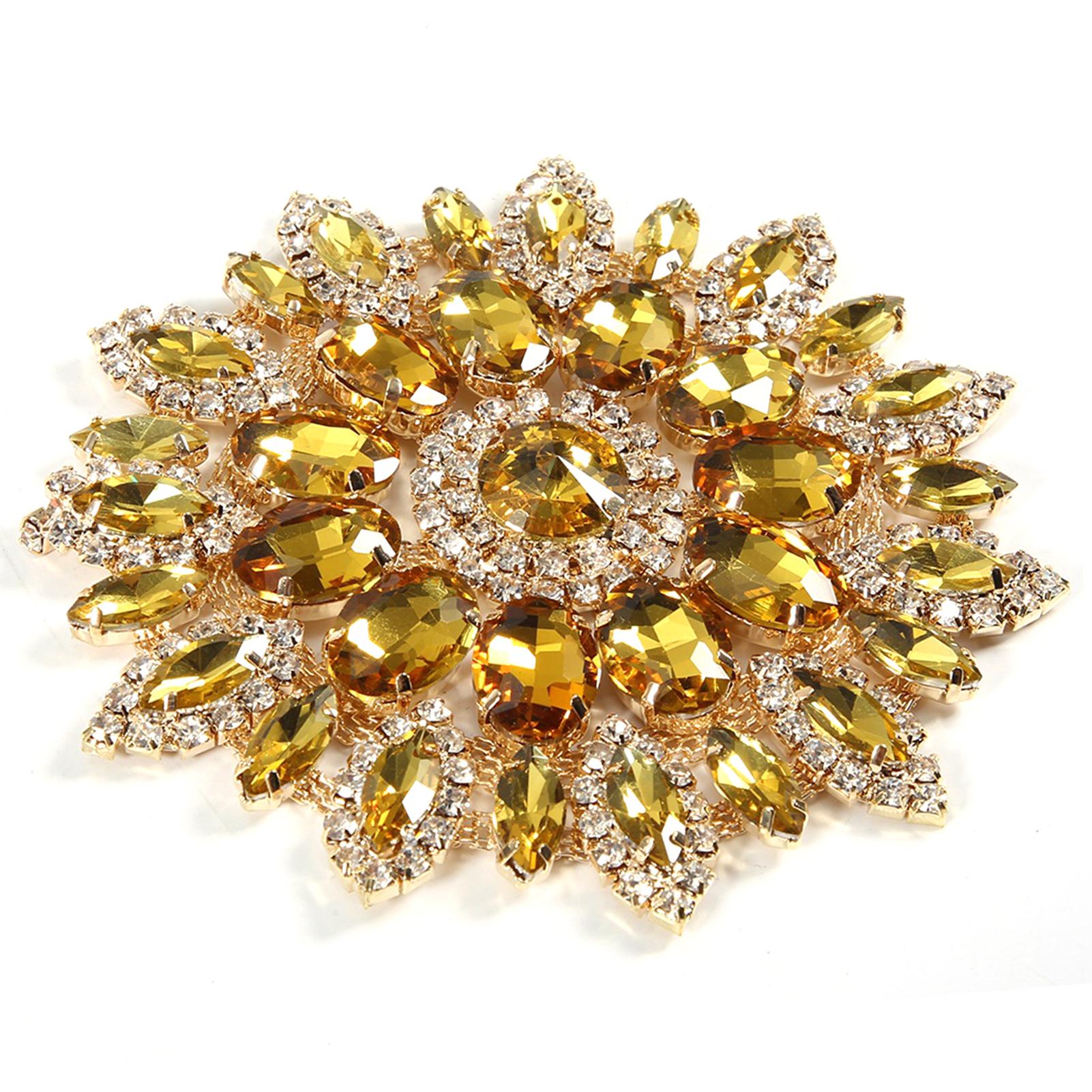 

Crystal Glass Rhinestones Decoration DIY Clothes Shoe Bag Women Accessories 11cm Crystal Yellow