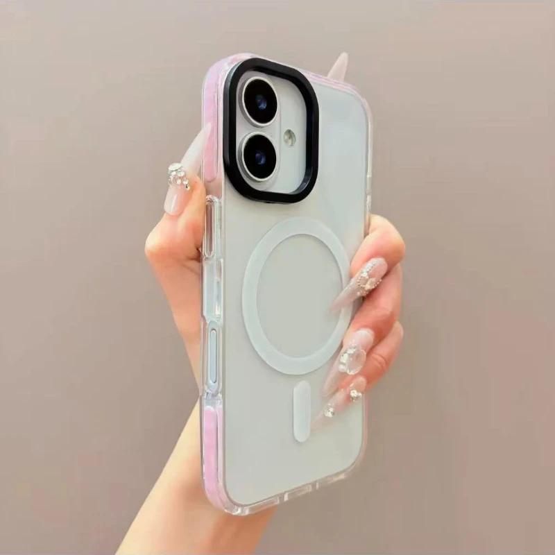 Barevný MagSafe kryt na telefon pro iPhone 17Air 16 15 13 14 12 11 17ProMax 16plus Bezdrátové nabíjení Měkký silikonový nárazníkový kryt