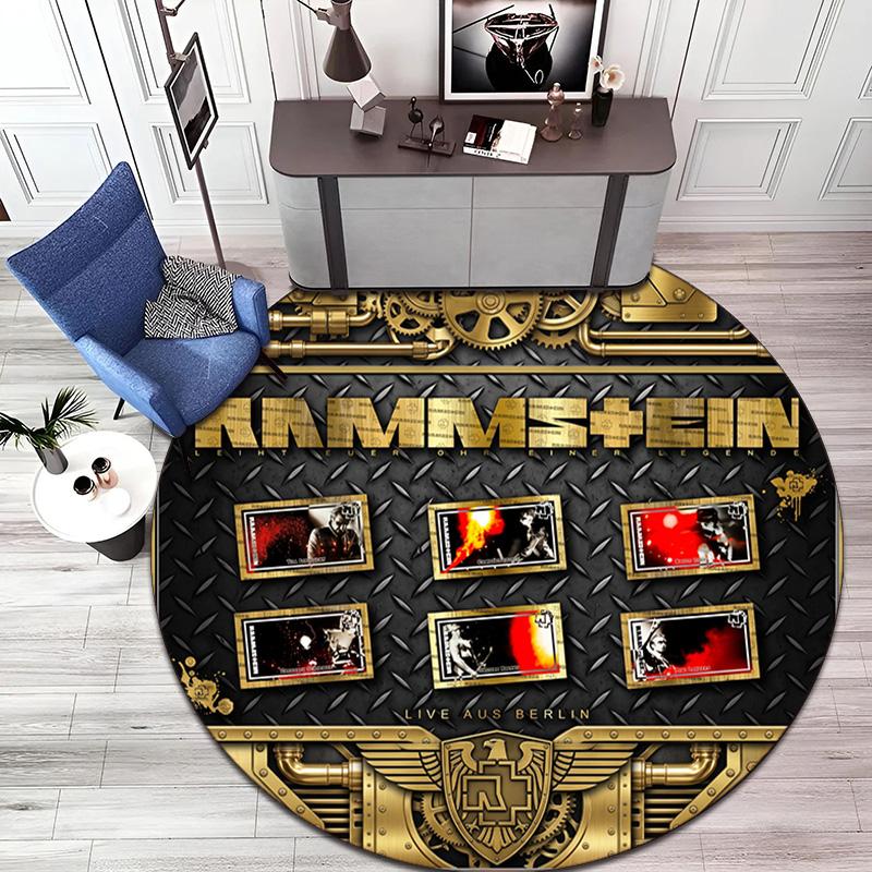 Famous German Rock Heavy Metal Band Rammstein Tile Lindemann Circular Carpet Decoration Anti Slip Home Table and Chair Mat Aisle Door Mat Carpet D15