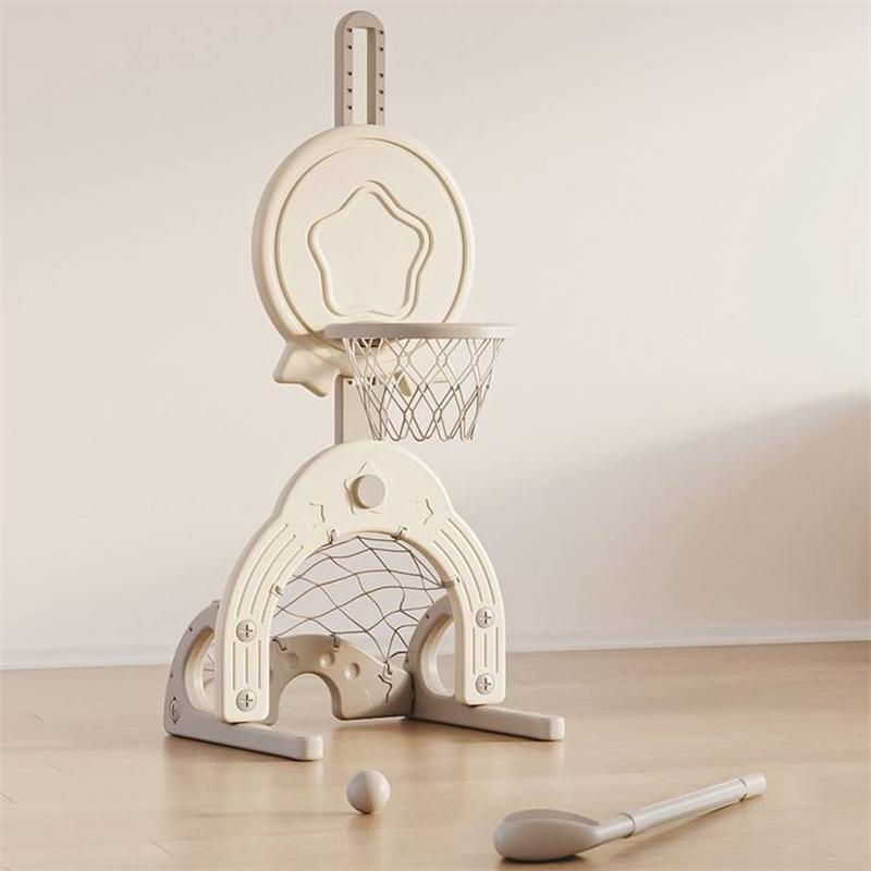 Kinder-Basketballständer, 3-in-1 verstellbarer Basketballrahmen, Fußballtor, Basketballständer-Set für drinnen und draußen