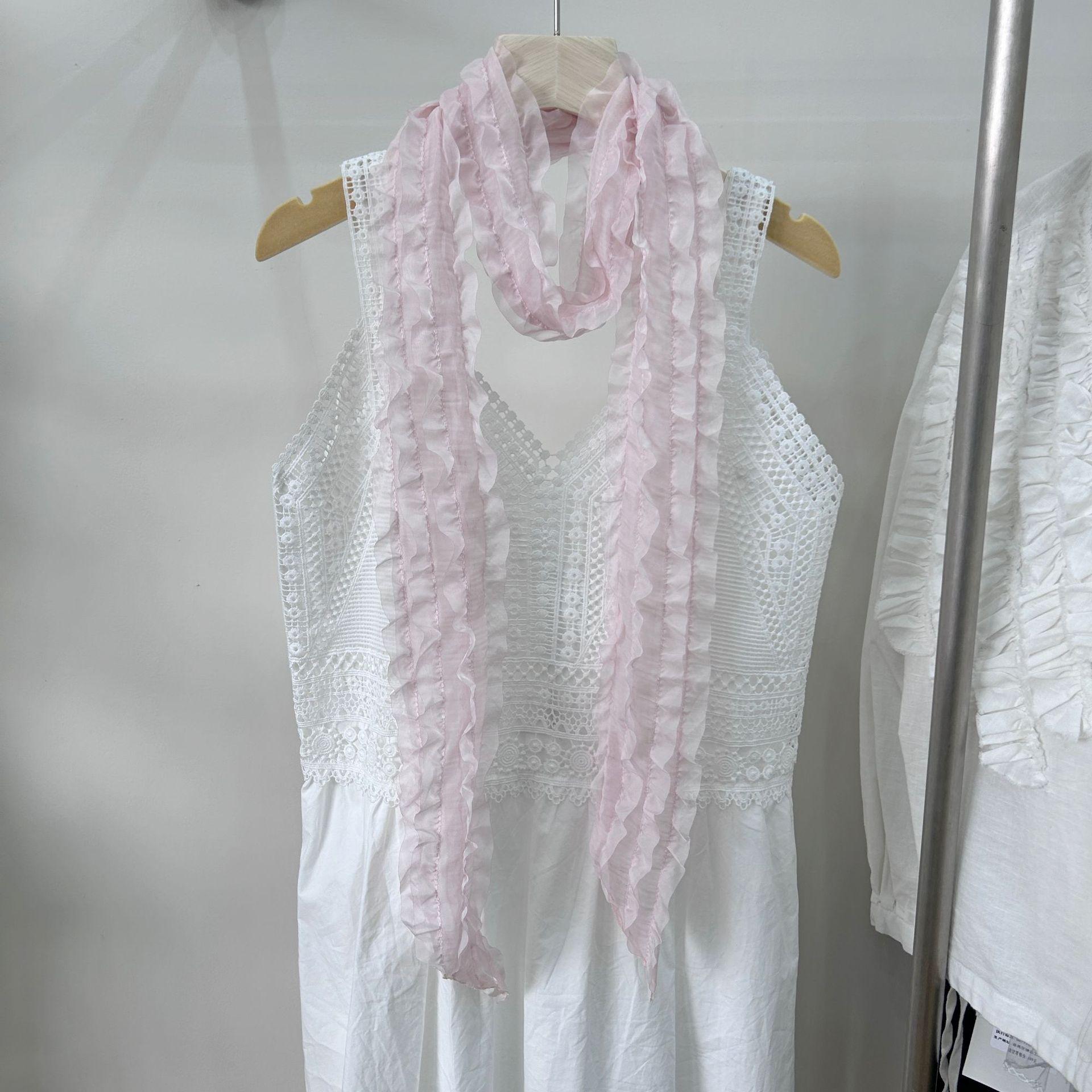 

Шарф Женский Длинный Плиссированный Маленький Скрученный Конфетный Цвет Жатый Шелковый Шарф Однотонный Хорошо Сочетается Шаль из Пряжи Бали