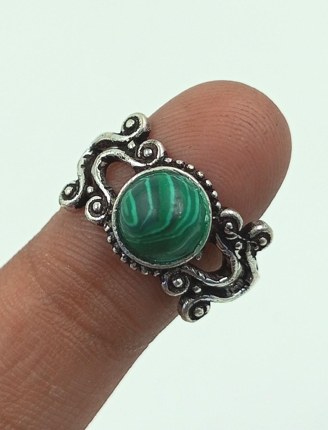 

Кольцо из 1 предмета с удивительным малахитовым драгоценным камнем из стерлингового серебра 925 пробы с покрытием