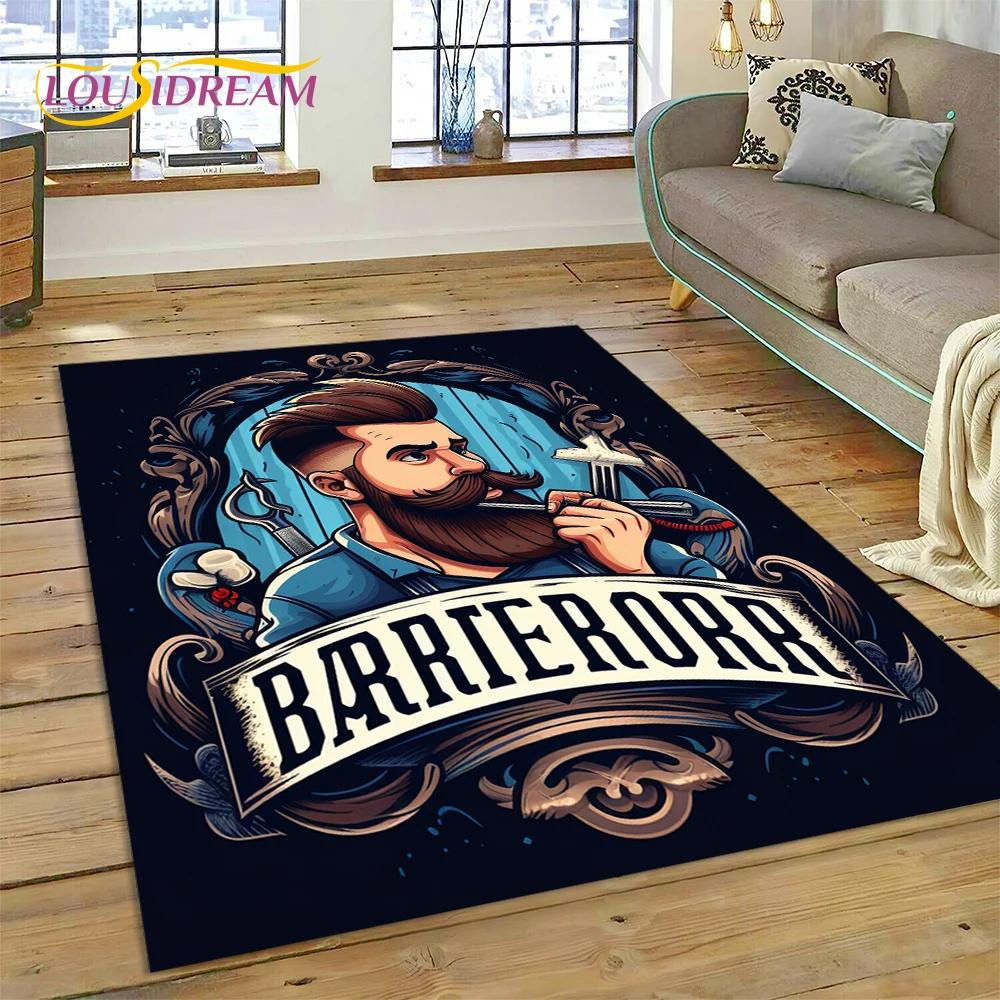 Mode Friseursalon Logo Schädel Vintage Teppich Teppich für Schlafzimmer Wohnzimmer Zuhause Sofa Dekoration, Kinderspiel Große Deko Bodenmatte