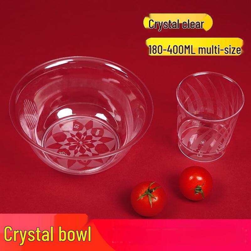 JINGRX Disposable Hard Plastic Crystal Bowls
