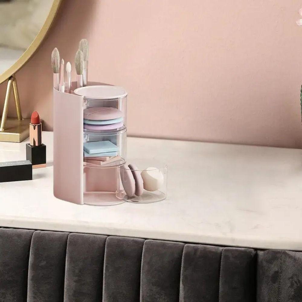 Large Capacity Jewelry Organizer Box 3-Layer Cosmetic Storage Box Makeup Brush Holder  Beauty Egg