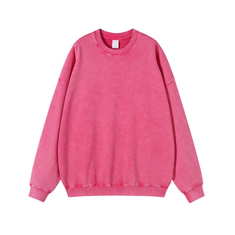 Herbst und Winter Herrenpullover American Retro Old Washed Einfarbig Rundhalspullover Große Größe Lockerer Pullover