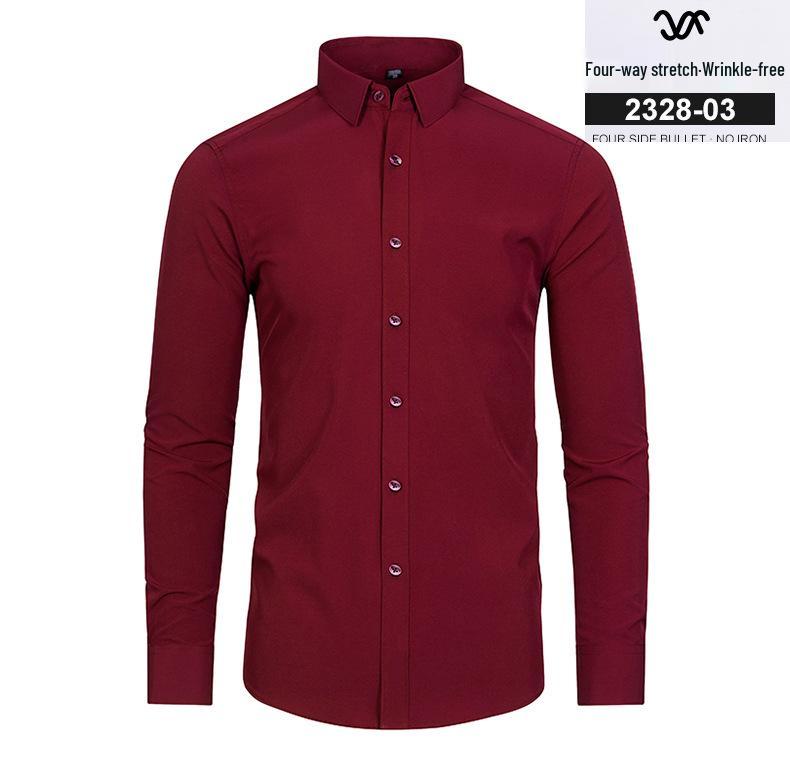 Chemise Stretch à Manches Longues Slim Fit pour Homme - Couleur Unie, Business Décontracté