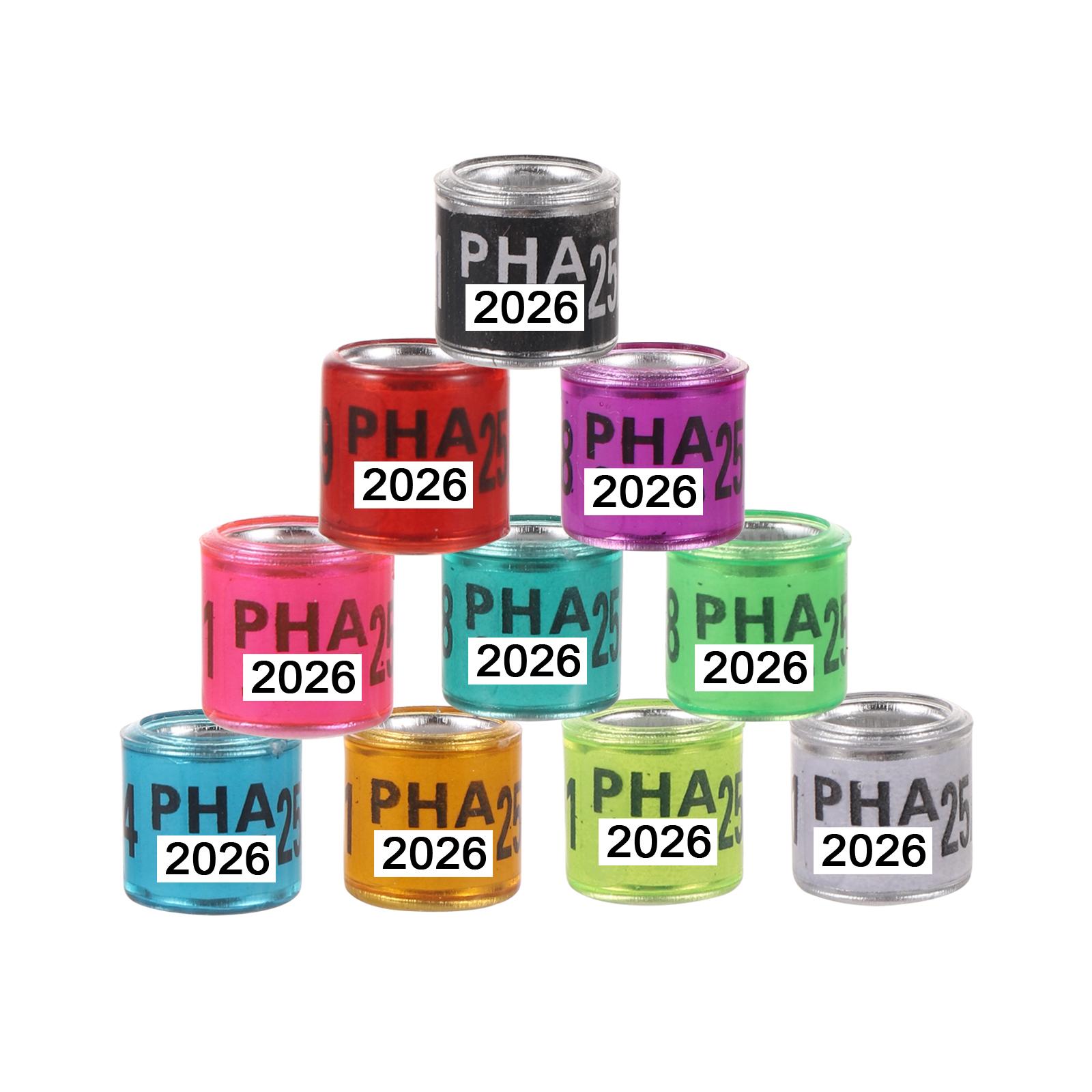 

PHA 2025/2026 Кільце для голуба Внутрішній діаметр 8 мм з номером Алюмінієво-пластикове кільце для лапи птиці Багатоколірні аксесуари для птахів 50 шт.