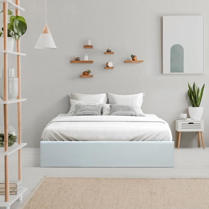 ECLIPSE Adult Storage Bed 160 X 200 Cm - White Imitation Leather - Bed Base Included