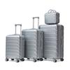 14"/19"/24"/28" 4-Piece ABS Spinner Luggage Set – Large & Medium Sizes – Integrated Combination Lock & 14" Cosmetic Bag (Silver)