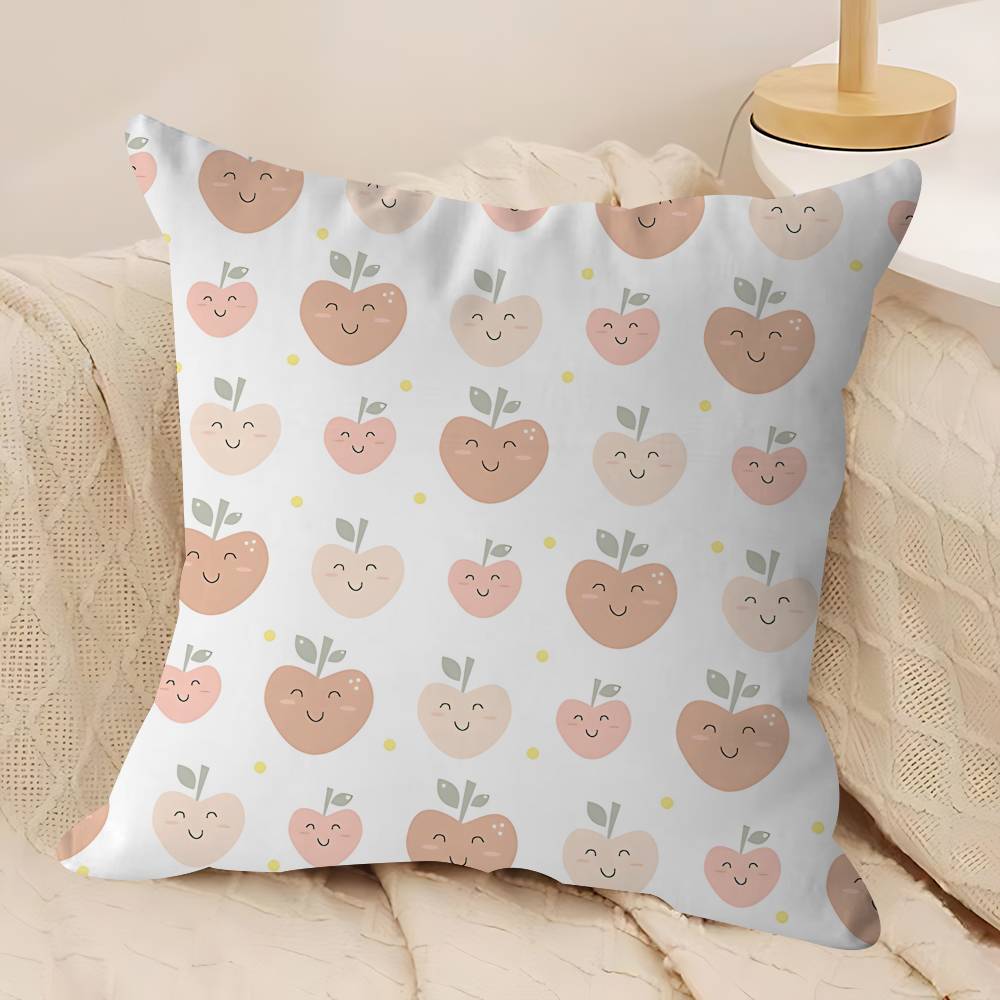 Cartoon Apple Simple Pillow Covers Cartoon Sofa Decorative Home Double-sided Printing Short Plush Cute Cushion Cover