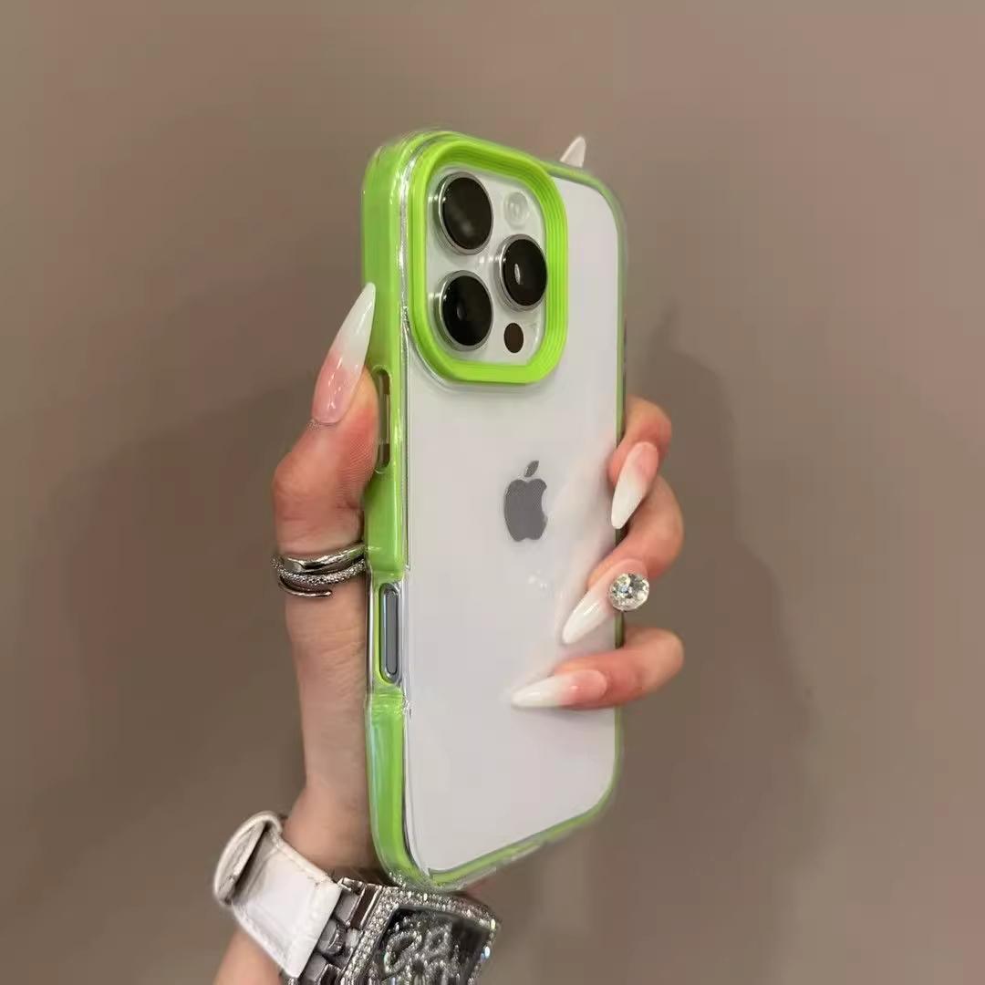 

Прозрачный ударопрочный цветной бампер 2-в-1 Прозрачная бронированная накладка для iPhone 16 15 14 Plus 13 12 11 Pro X XR XS Max Мягкая силиконовая накладка For iPhone XS Max