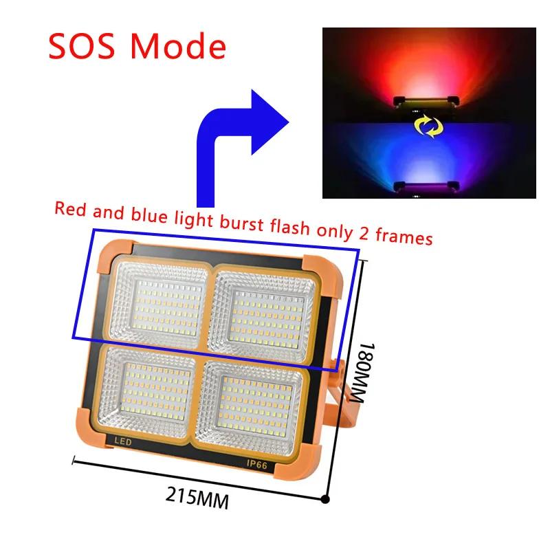 5-Colors Adjustable Emergency Solar Light Ip68 Waterproof Solar Led Flood Light With Panel