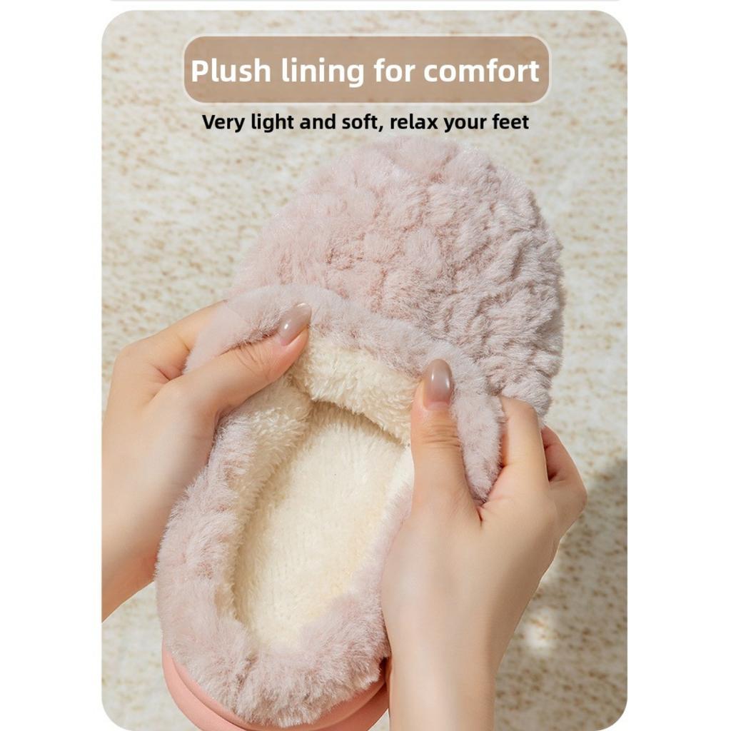 Wear Resistant, Anti Slip, Lightweight Plush Slippers with Warm and Thick Soles for Couples, Home Warming Cotton Slippers In Winter
