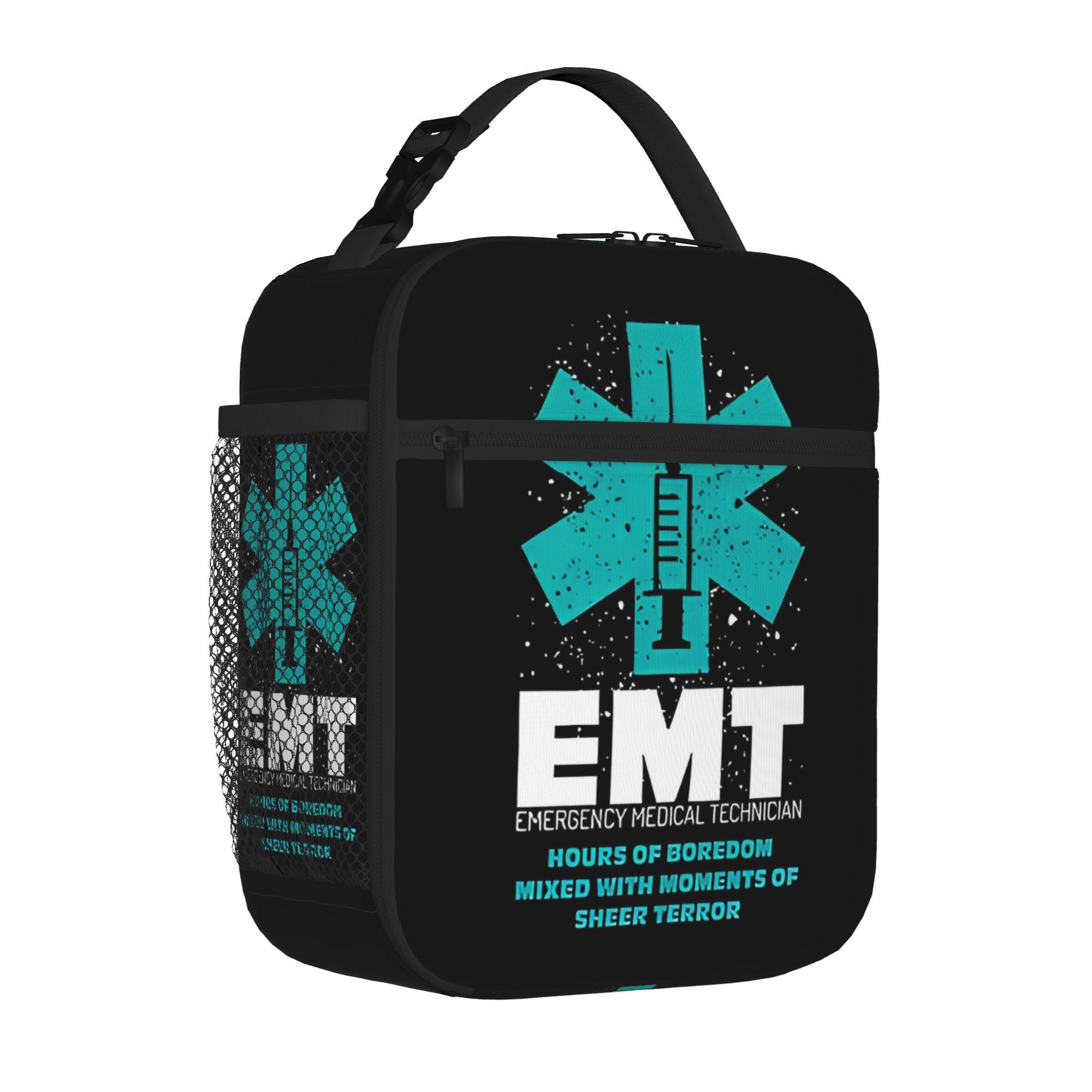 Emergency Technician EMT Tote Insulated Lunch Bag First Responder Caduceus Handheld Food Bags Reusable Cooler Thermal Large Size One Size