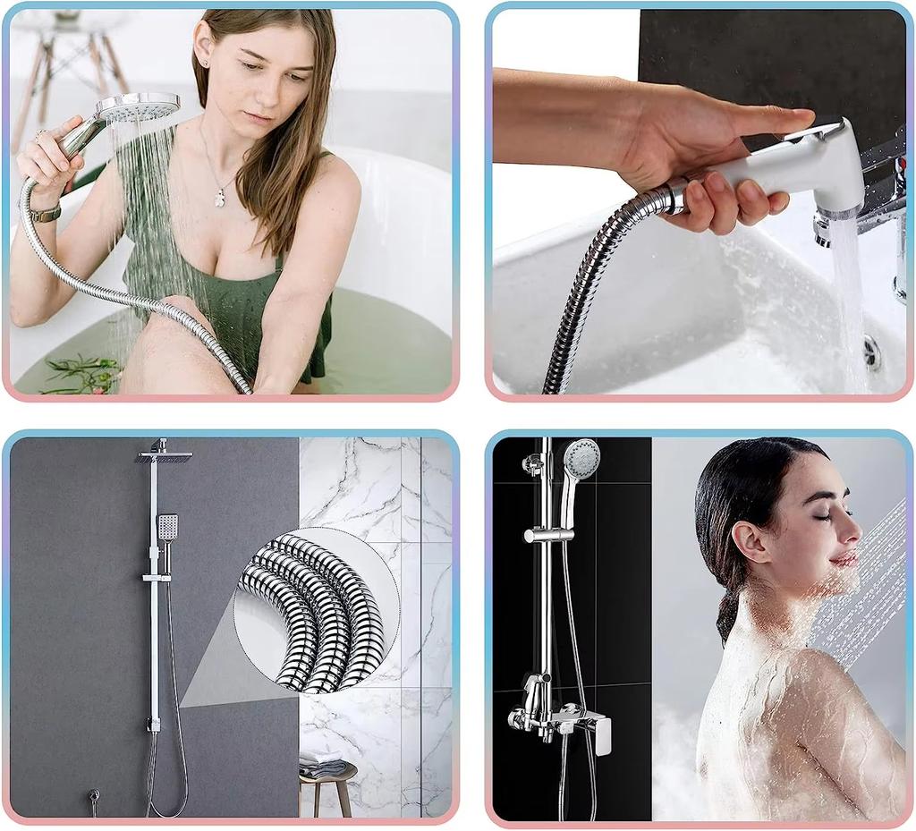 Stainless Steel Flexible Shower Hose Long Bathroom Shower Water Hose Extension Plumbing Pipe Pulling Tube Accessories Withstand