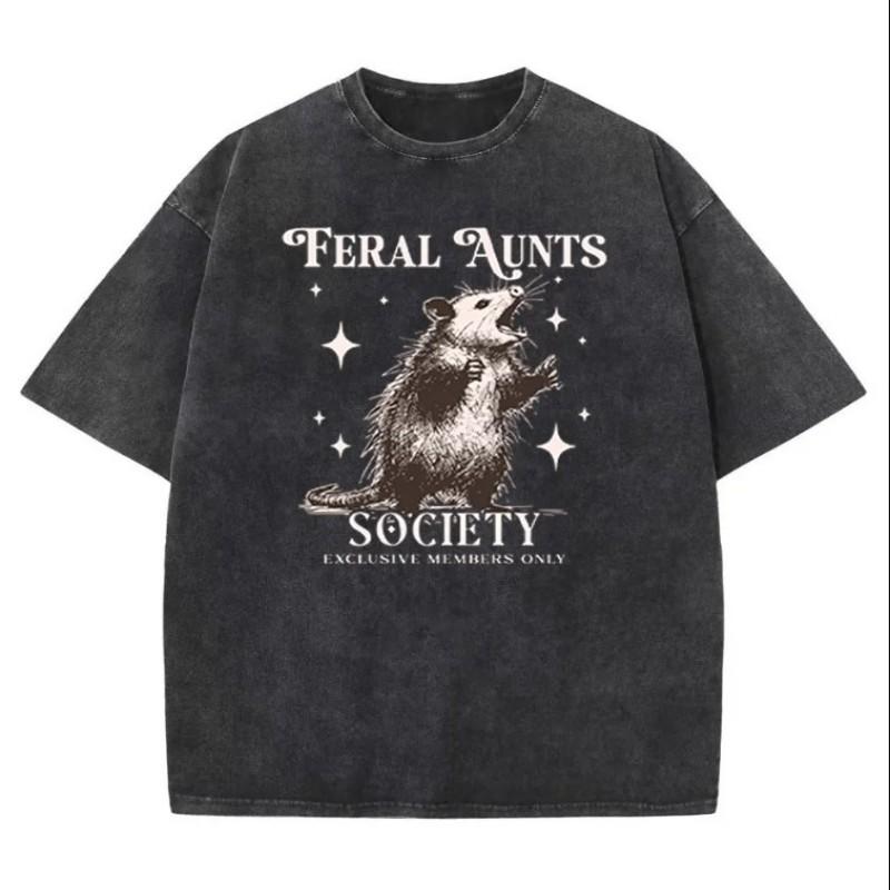 Trendy Auntie Goose On The Loose T Shirt Women Washed Cotton Retro Aesthetic Harajuku Streetwear Style Casual Fashion New Top Daily Wear Cool Top