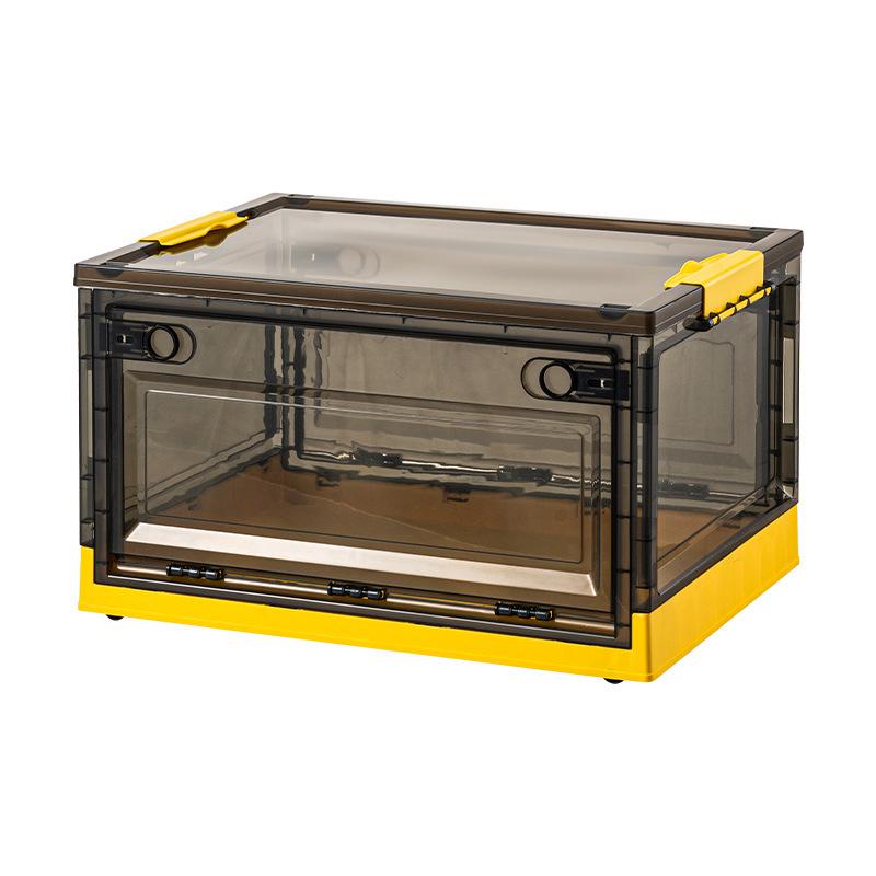 Side-Opening Transparent Storage Box with Lid for Clothes, Toys, and Books - Large Plastic Organizer for Wardrobes.