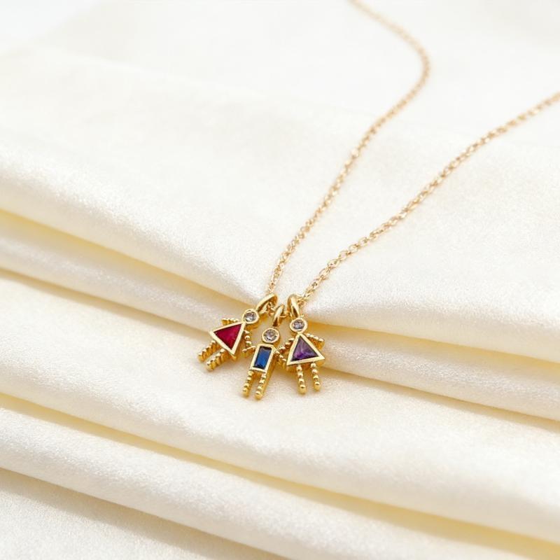 Neue Süße Geburtsstein Kinderform Halskette Kupfer Goldfarbe Partner Halsband Zirkon Personalisierte Lange Kette Choker Täglich