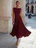 Women's Cowl Neck Sleeveless Maxi Dress Slim Fit Mid Waist Elegant Pleated Solid Color Party Vacation Wedding Guest Dress