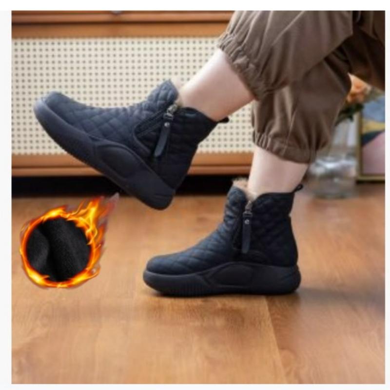 

Зимние утепленные сапоги на толстой подошве с плюшевой подкладкой, женская обувь, короткие, эластичная подошва, холодостойкие, водонепроницаемые, нескользящие и теплые 39 чёрный