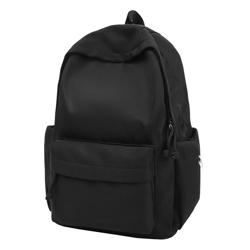 Girls' Solid Color Backpack Junior High School Students Lightweight Schoolbag Large Capacity Backpack