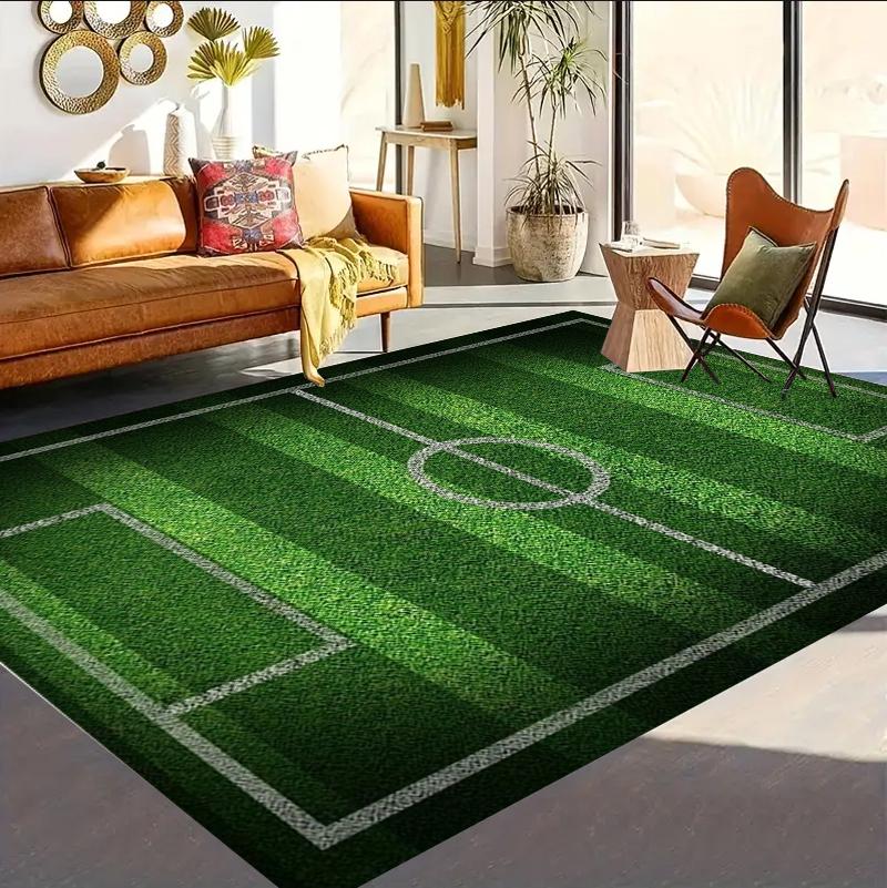 Football Field Kids Play Rug Anti Slip Simulated Turf Carpet for Living Room Bedroom Kindergarten Game Mat Home Decoration Green