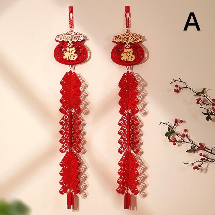 Chinese New Year Red Firecracker Decorations |  Fortune  Themed Hanging Ornaments for Lunar New Year Home & Party Decor