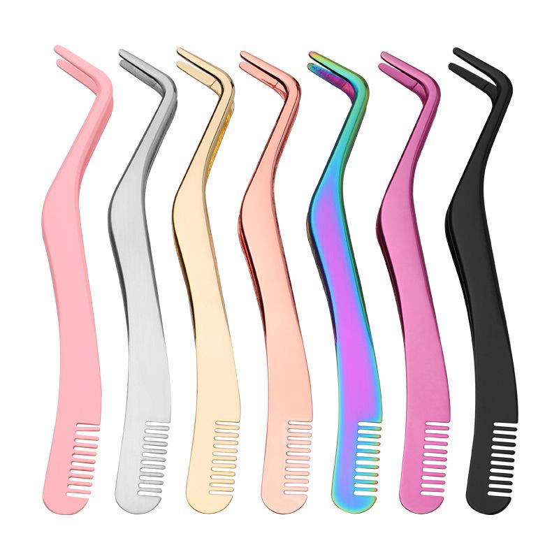 Stainless Steel Eyelash Curler & Tweezers False Eyelash Tool with Comb