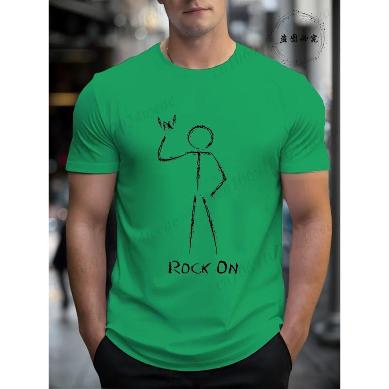 Cotton Rock On Printed Men's T-Shirt, Soft & Breathable O-Neck Short Sleeve Tee, Unisex Funny Style T-Shirts, Music Lover Tshirts