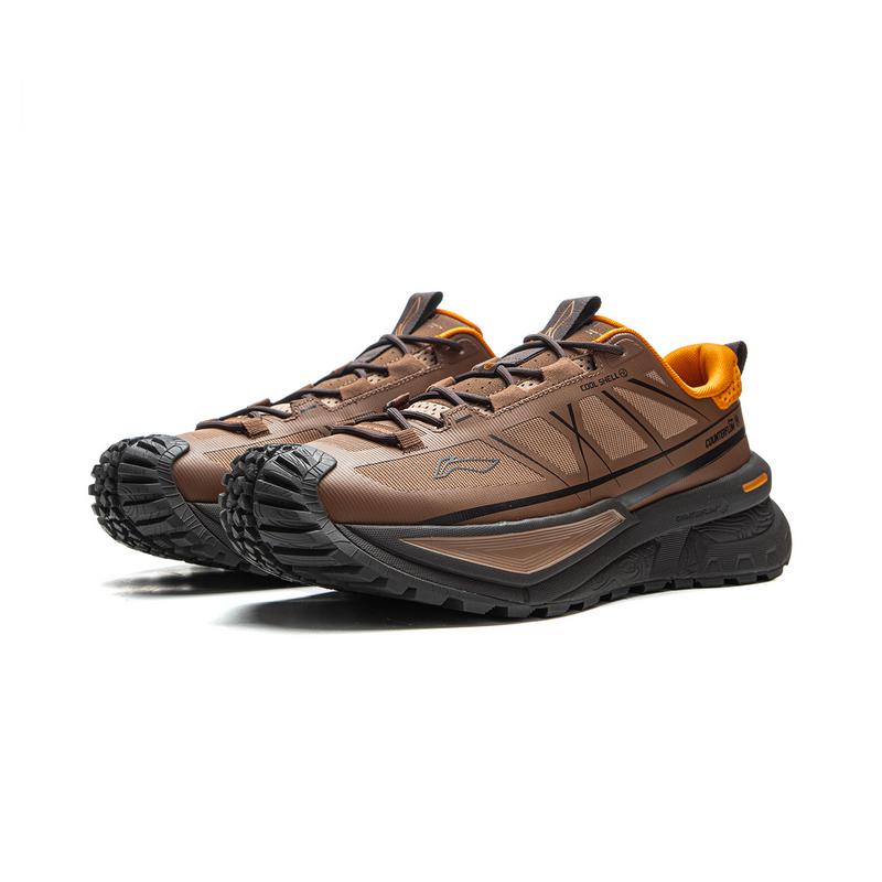 New LiNing CF Tracing, Xingchuan SE Cushioning Support Balance Low Top Hiking Shoes Unisex Brown Ice Orange AHTV015-14