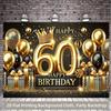 2D flach elegant schwarz und gold 60. Geburtstag Hintergrundbanner und Ballons Hochwertiger Druck Eventplaner Polyester