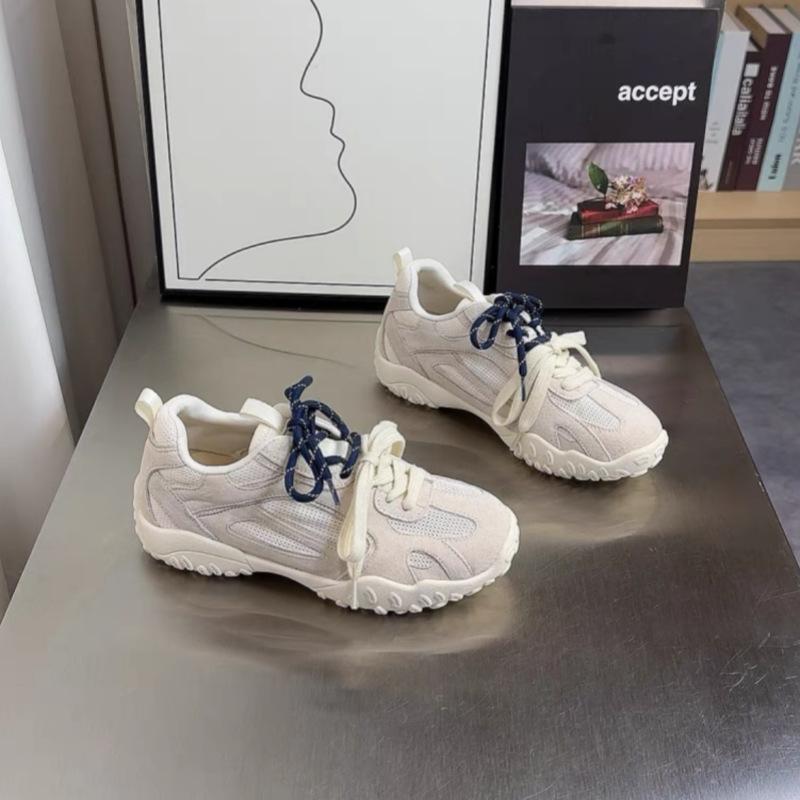 Popular heightening classic soft baseplate shoes 2025 summer new round head splicing breathable mesh German training Forrest Gump shoes