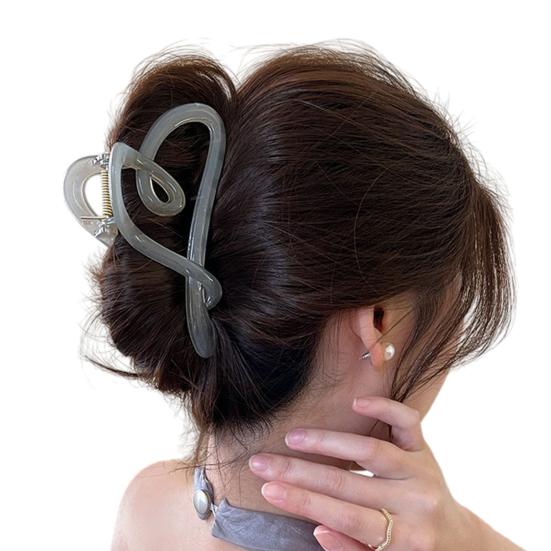 Women Hair Claw Transparent Matte Texture Heart Shape Hair Clip Back Head Shower Hair Claw Hair Accessories