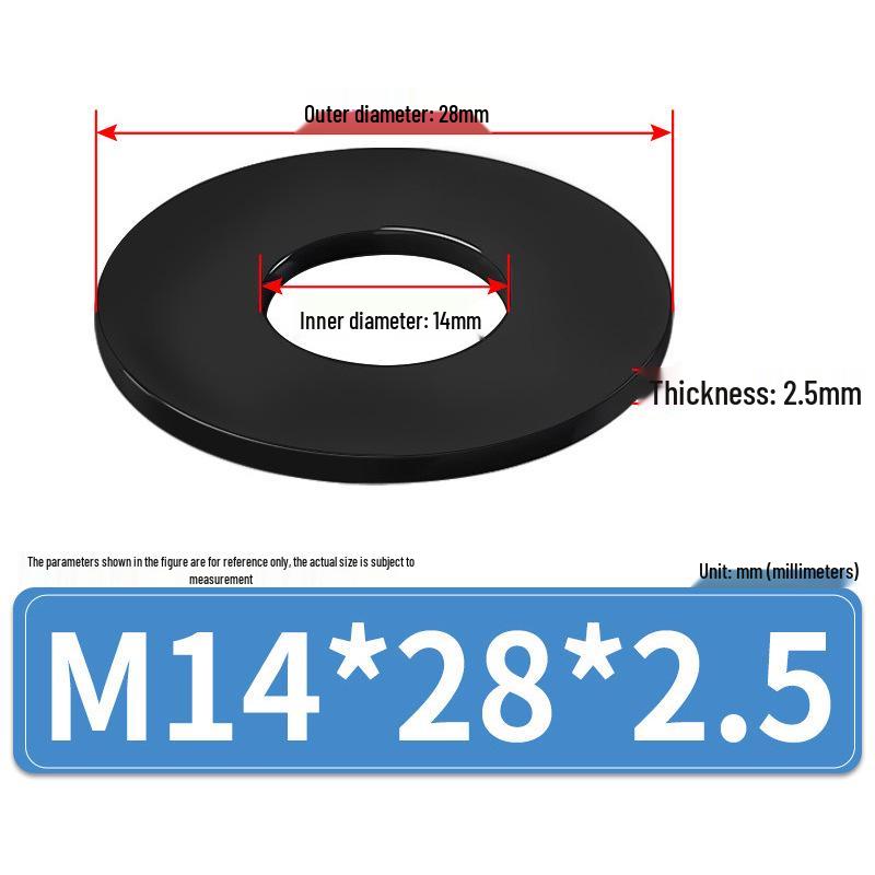 8.8 Grade Black Hardened High-Strength Oversized Flat Metal Spacer Washer (M2-M8)