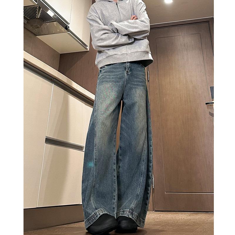 

Ретро Пэчворк Джинсы-Палаццо с Широкими Штанинами - Мужская Хип-Хоп Панк Уличная Одежда L синий