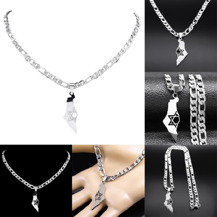 Israel Country Map Pendant Necklace Personalized Clavicle Chain Neck Jewelry