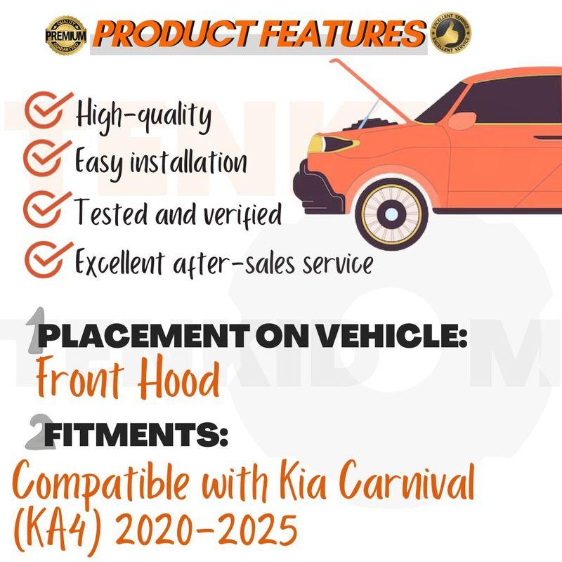 Front Hood Struts for Kia Carnival (KA4) 2020-2025 Shock Lift Supports Bonnet Gas Dampers Springs No-Drill