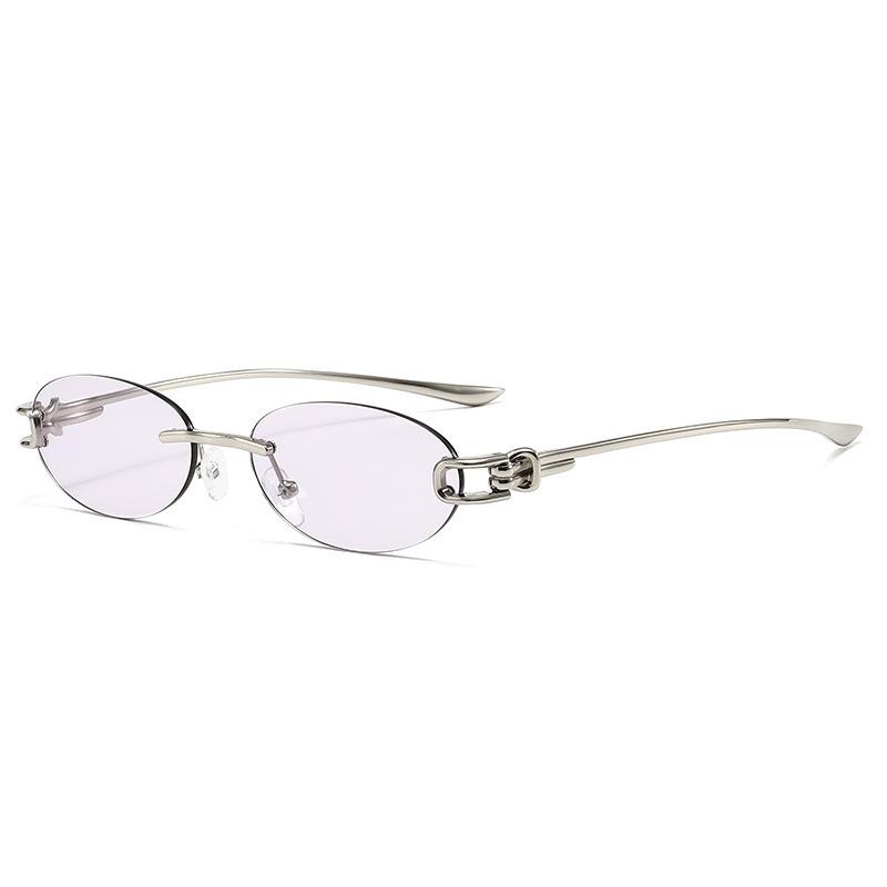 New sunglasses, simple casual frameless sunglasses, high-end glasses, men's and women's street photography, and trendy sunglasses