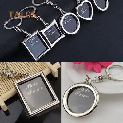 Creative Mini Heart Square Round Oval Insert Po Frame Rotary Keychain Keyring Suspension Trinket