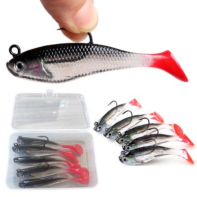 5 pièces/lot Leurre de Pêche 80mm 9.5g Leurre Souple Queue en T Appât Souple Appâts Artificiels Swimbait pour Bar Carpe Brochet Pêche