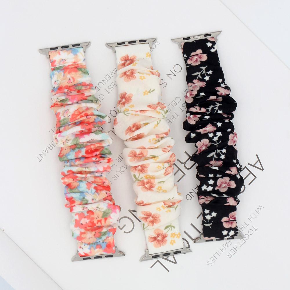 Printed Fabric Dressy Bands for Apple Watch Band 38mm 40mm 41mm 42mm 44mm 45mm 46mm Elastic Loop Strap for iWatch Series 10/11/9