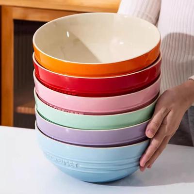 Large Capacity Ceramic Soup  Face Bowl Salad Bowl Le Creuset  Home Use Big Bowl French Style Dinnerware