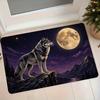1pc Moonlit Wolf Howl Flannel Mat Home Entrance Door Mat Bedroom Study Non-Slip Foot Pad Atmospheric Decorative Carpet