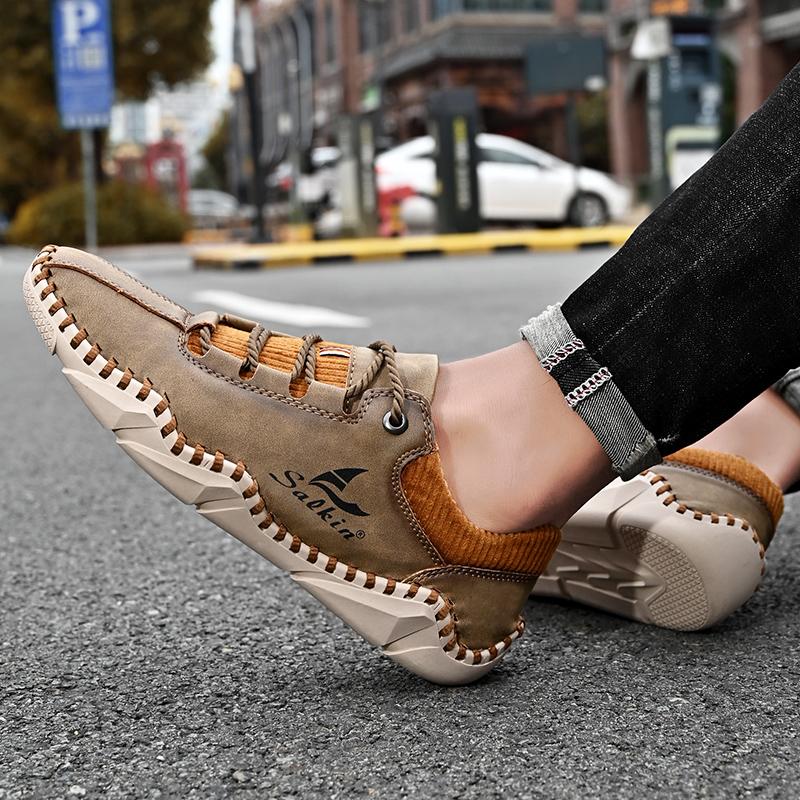 Plus Size 48 Man's Casual Shoes Microfiber Leather Mens Driving Wallking Shoes Loafers Outdoor Sports Sneakers