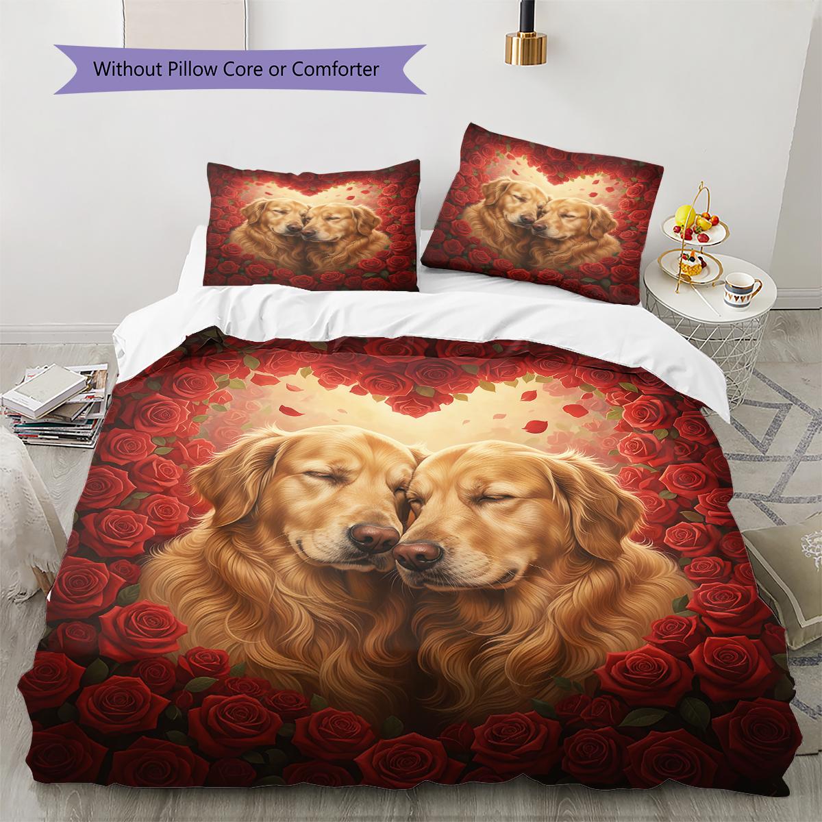

Valentine s Day Pattern Bedding Quilt Cover Pillowcase Home Decoration Birthday Gift (1 * duvet cover + 2 * pillowcase, without core) 135x200cm