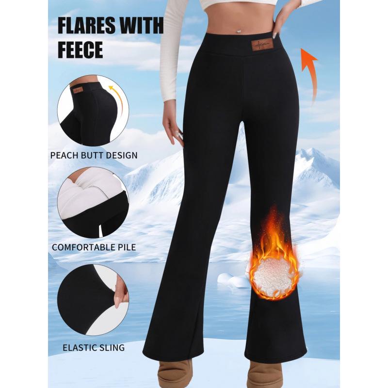 High Waist Fleece Flare Leggings Z91198
